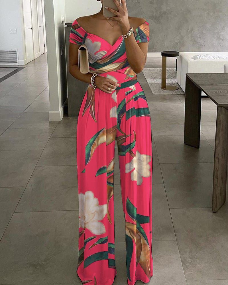 Thalina - Meerkleurige Katoenen Stretch jumpsuit