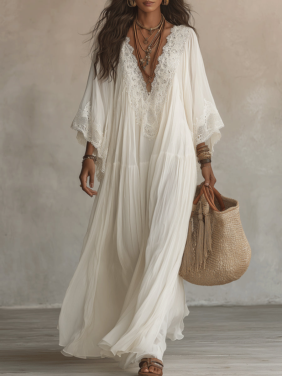 Juul - Maxi jurk voor dames in boho stijl met verfijnde kant