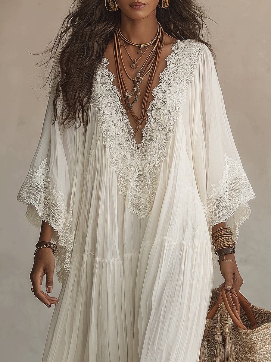 Juul - Maxi jurk voor dames in boho stijl met verfijnde kant