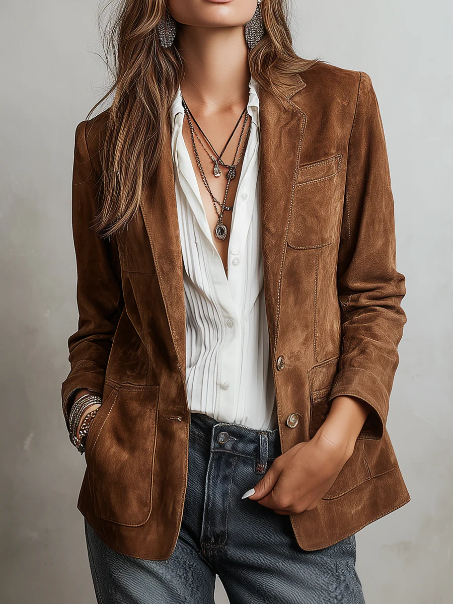 Silke - Vintage damesblazer met knopen en zakken