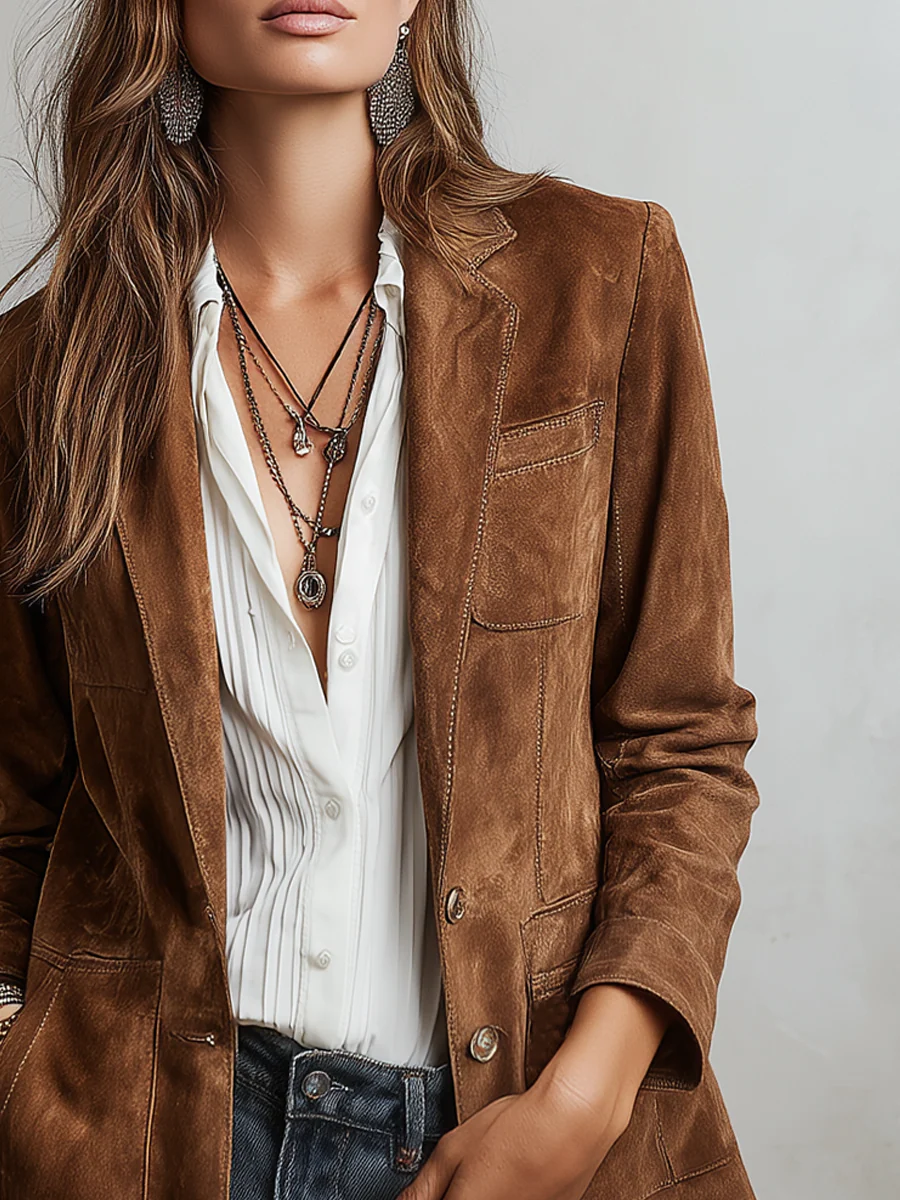 Silke - Vintage damesblazer met knopen en zakken