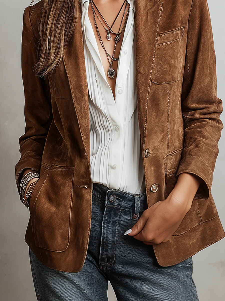 Silke - Vintage damesblazer met knopen en zakken