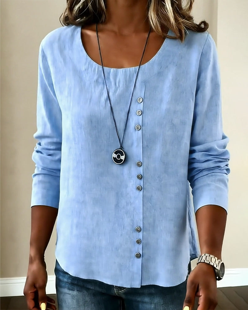 Quillane - T-shirt met Ronde Hals en Lange Mouwen