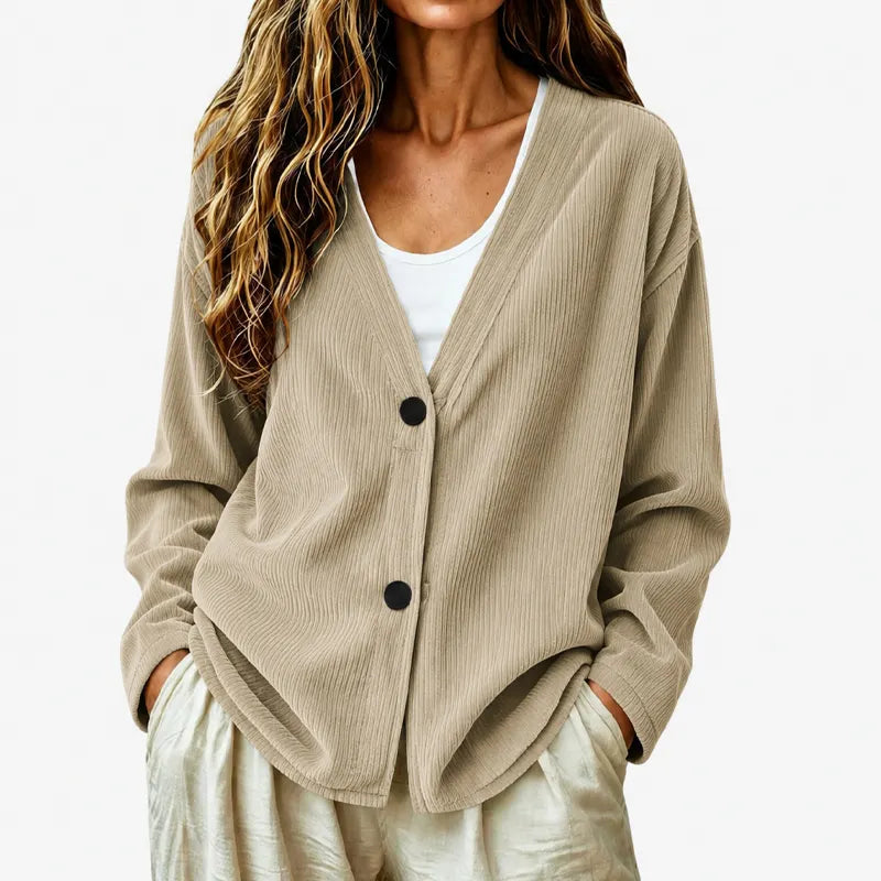 Priscilla - Dames cardigan met V-hals en ruime pasvorm