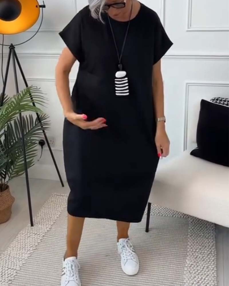 Marie - Casual jurk met korte mouwen en letterprint