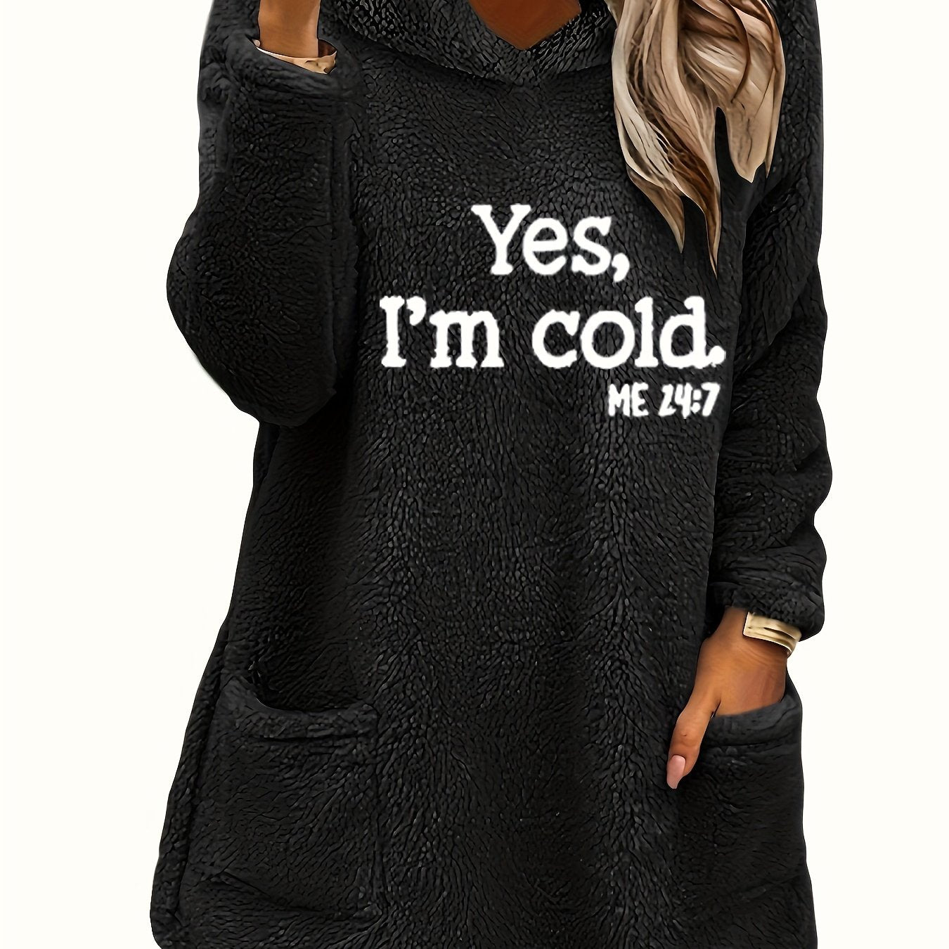 Marilina - Sweatshirt van Pluche met Hoodie en Print