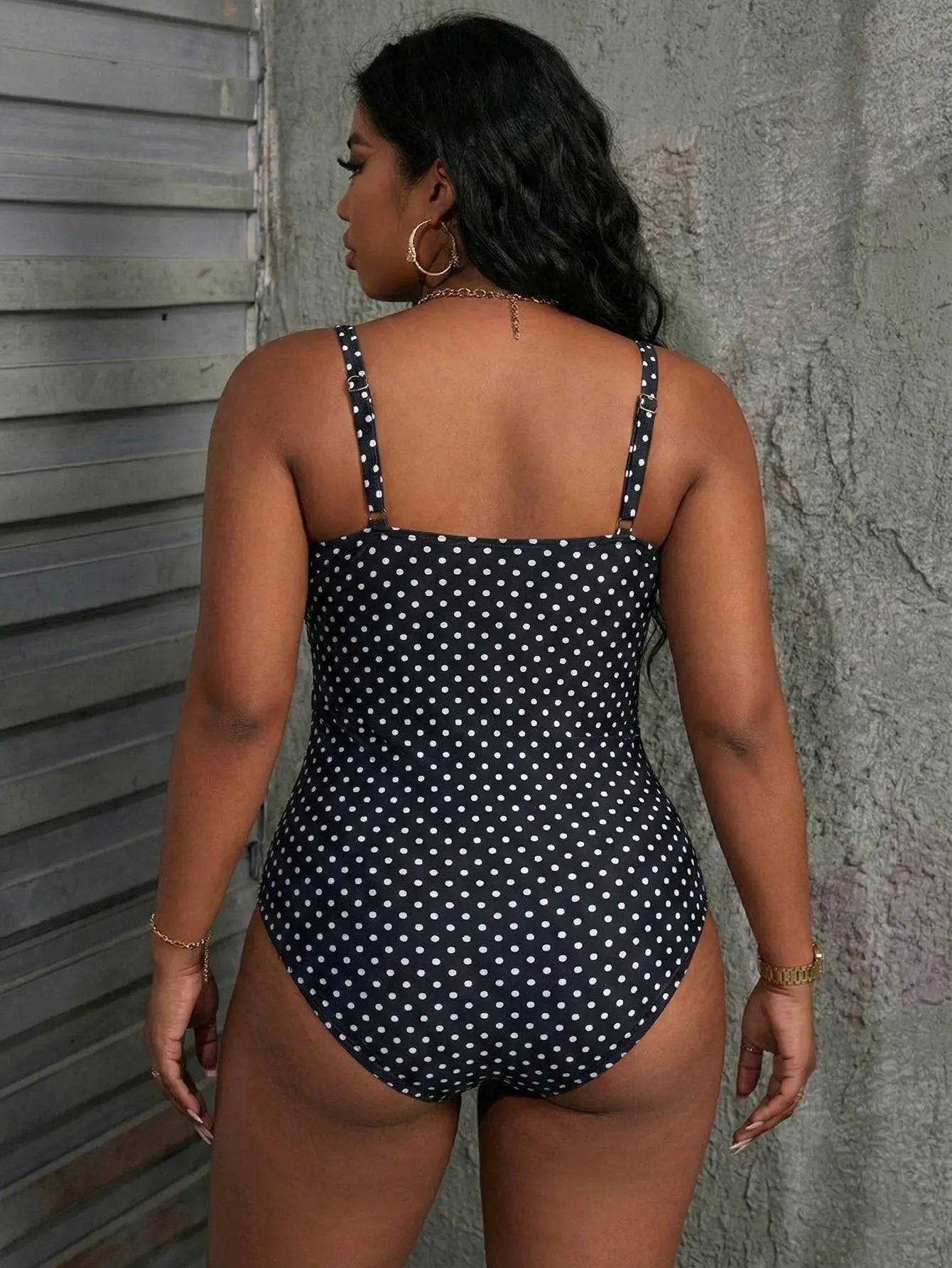 Irmelin - Retro stijl dames badpak met stippen