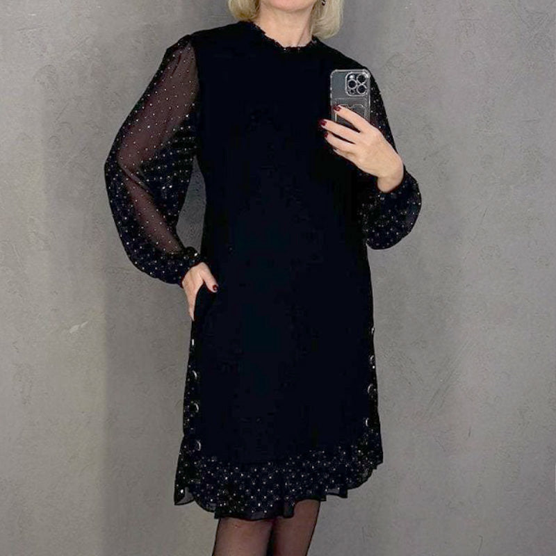 Thessariae - Elegante Robe met Kristallen en Ronde Hals