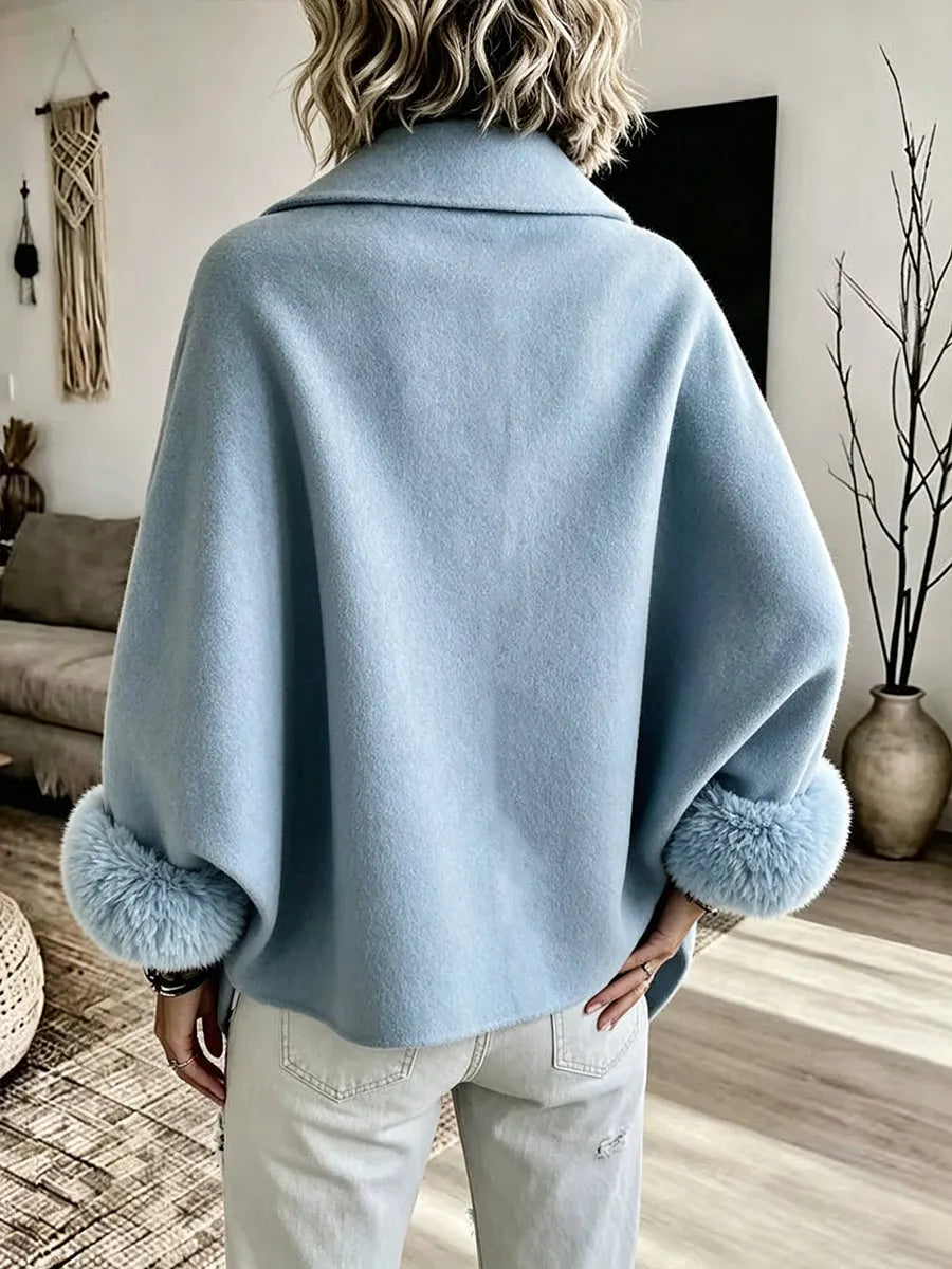 Lammie - Dames drapeerjas met faux fur manchet