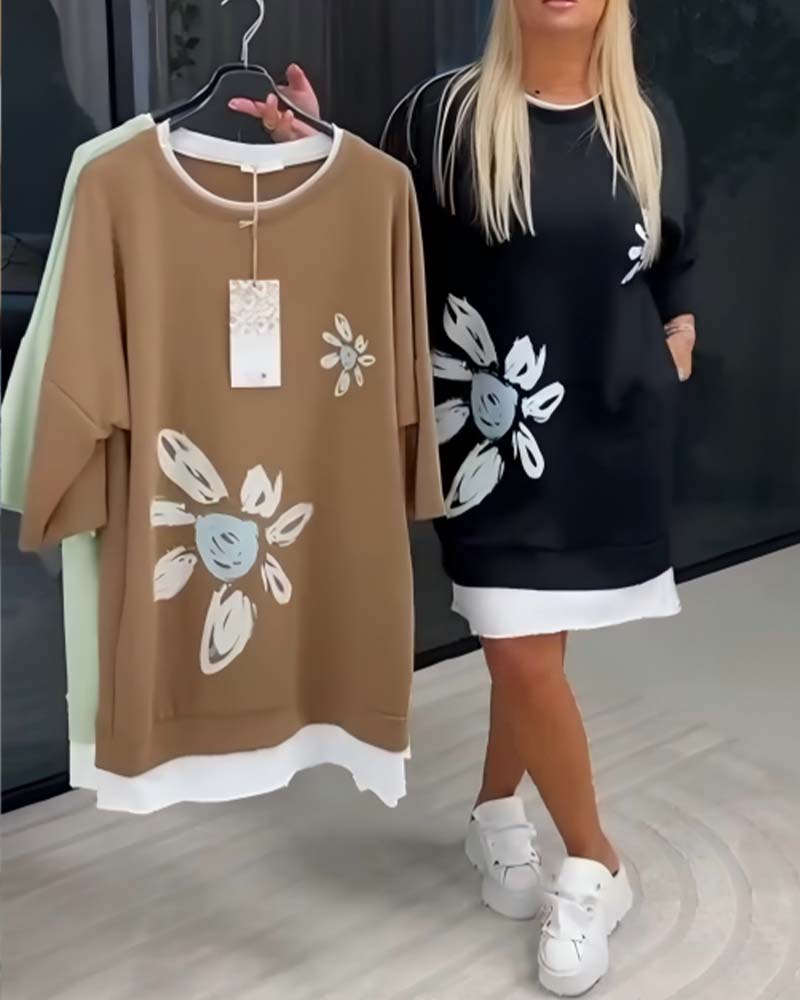 Ravessa - Casual Jurk met Bloemenpatroon