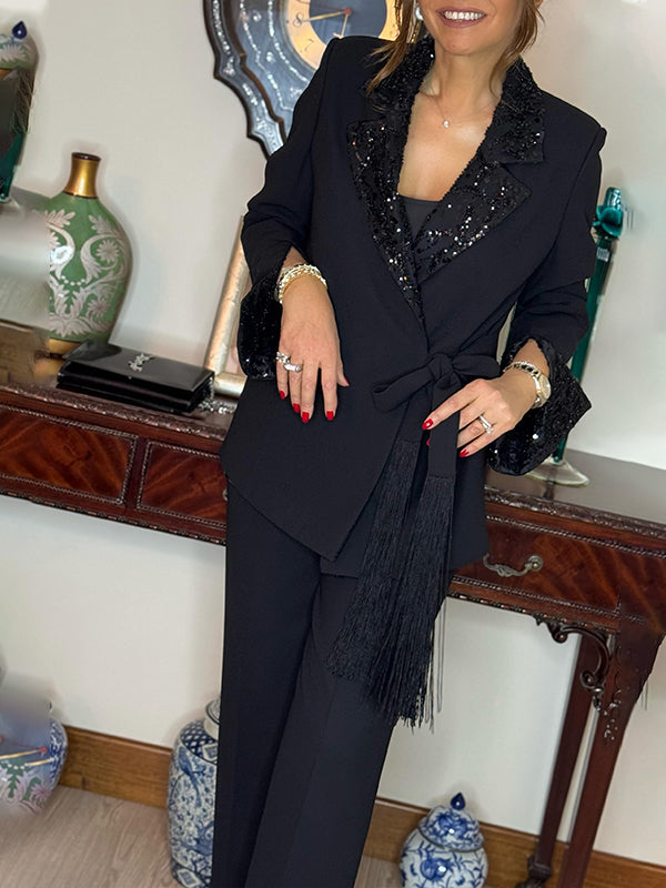 Dorinelle - Chic Set Blazer en Pantalon met Pailletten
