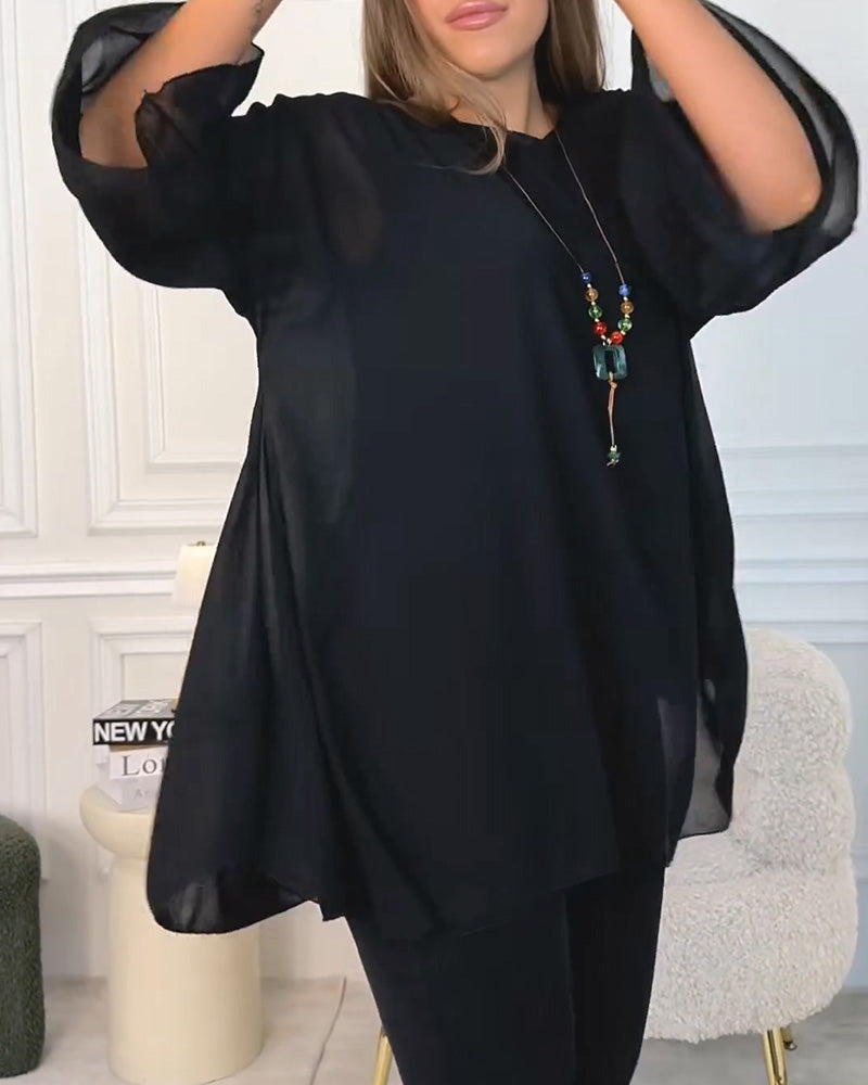 Ingeborg - Ruim T-shirt met Ronde Hals en 3/4 Mouwen voor Dames