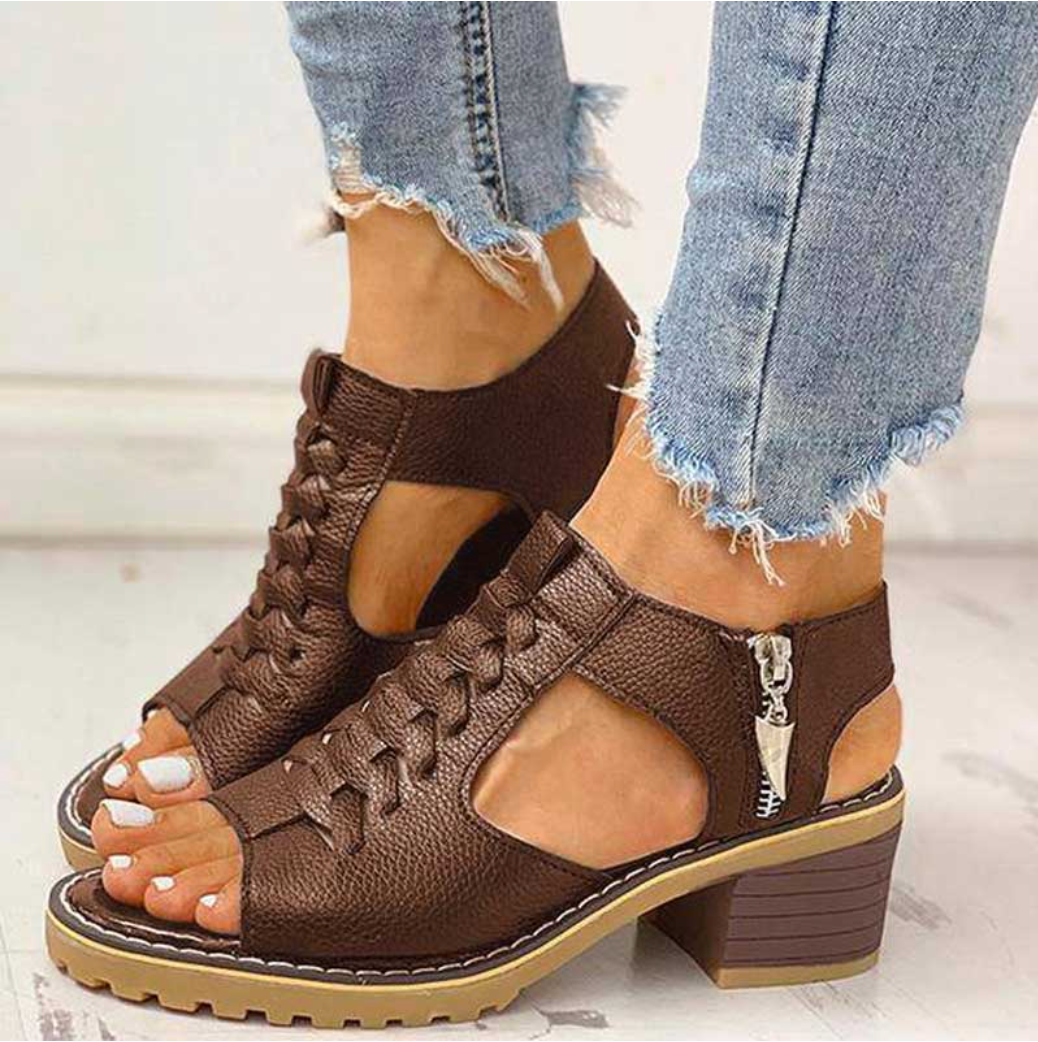 Gwenora - Dames sandalen met orthopedische blokhak