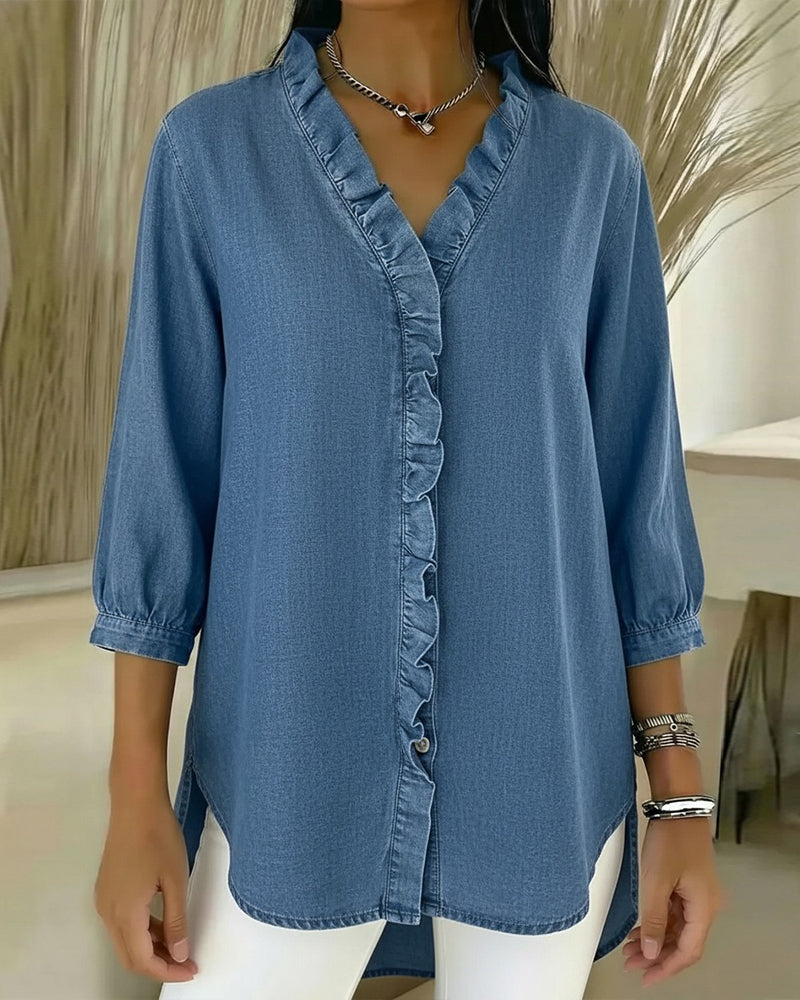 Selyra - Elegante Blouse met Vrouwelijke Volants