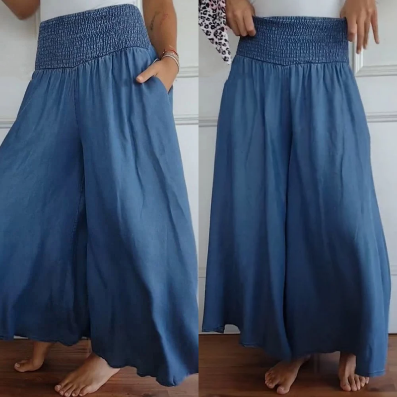 Pravina - Damesjeans met hoge taille en wijde pijpen