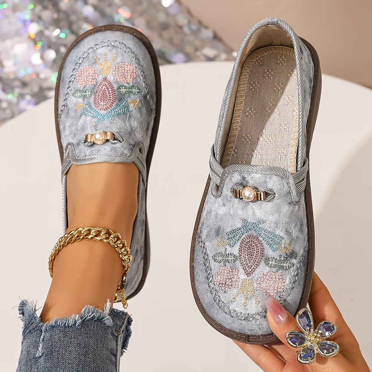 Fynora - Dames Schoenen Comfort Dagelijks Geborduurd Ontwerp Casual Stijl