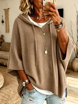Vérène - Dames oversized hoodie van zachte brei