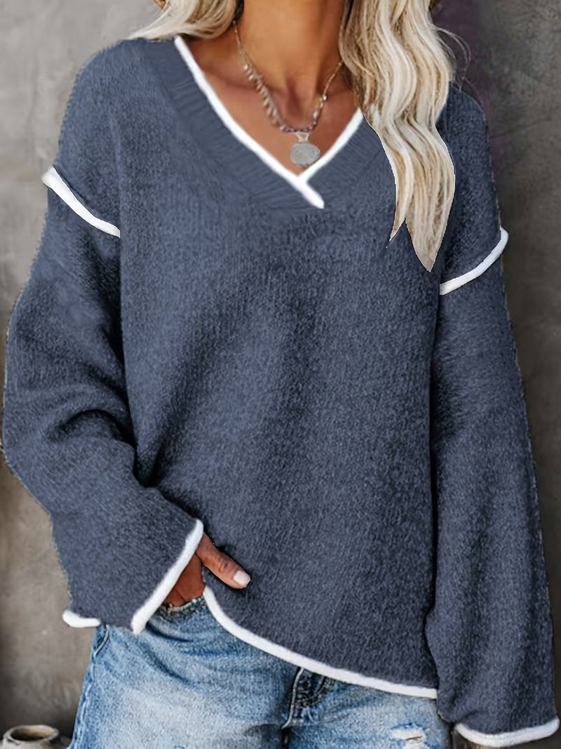 Gwenetta - V-hals Casual Trui met Lange Mouwen