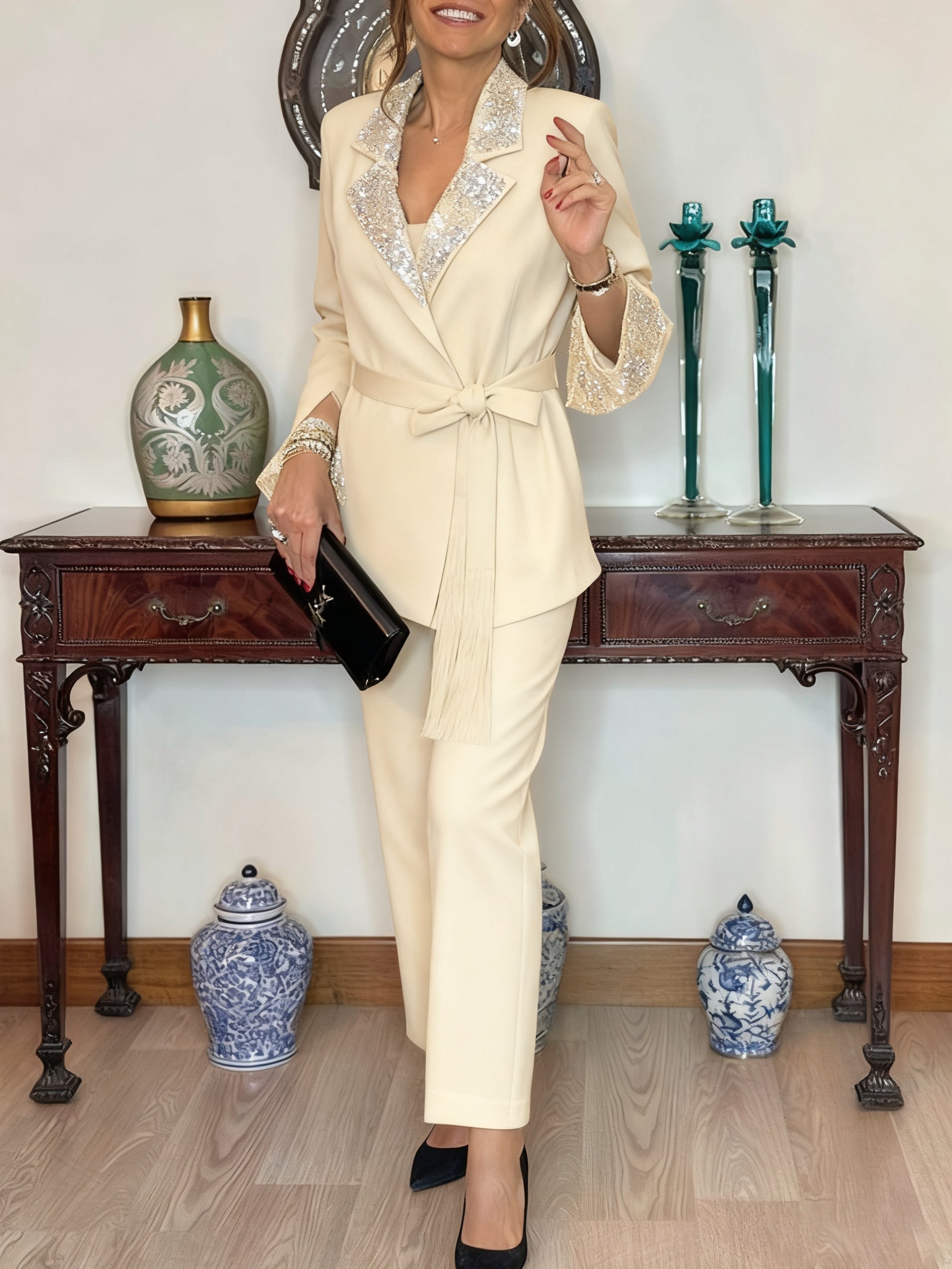 Dorinelle - Chic Set Blazer en Pantalon met Pailletten