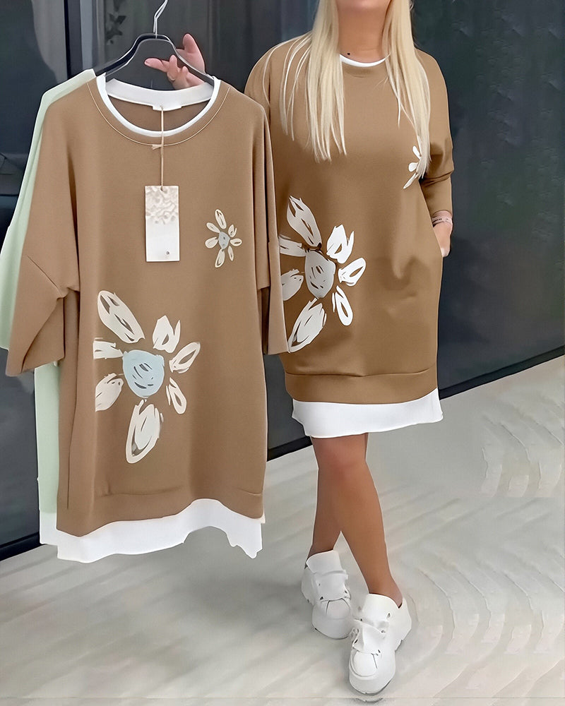 Ravessa - Casual Jurk met Bloemenpatroon