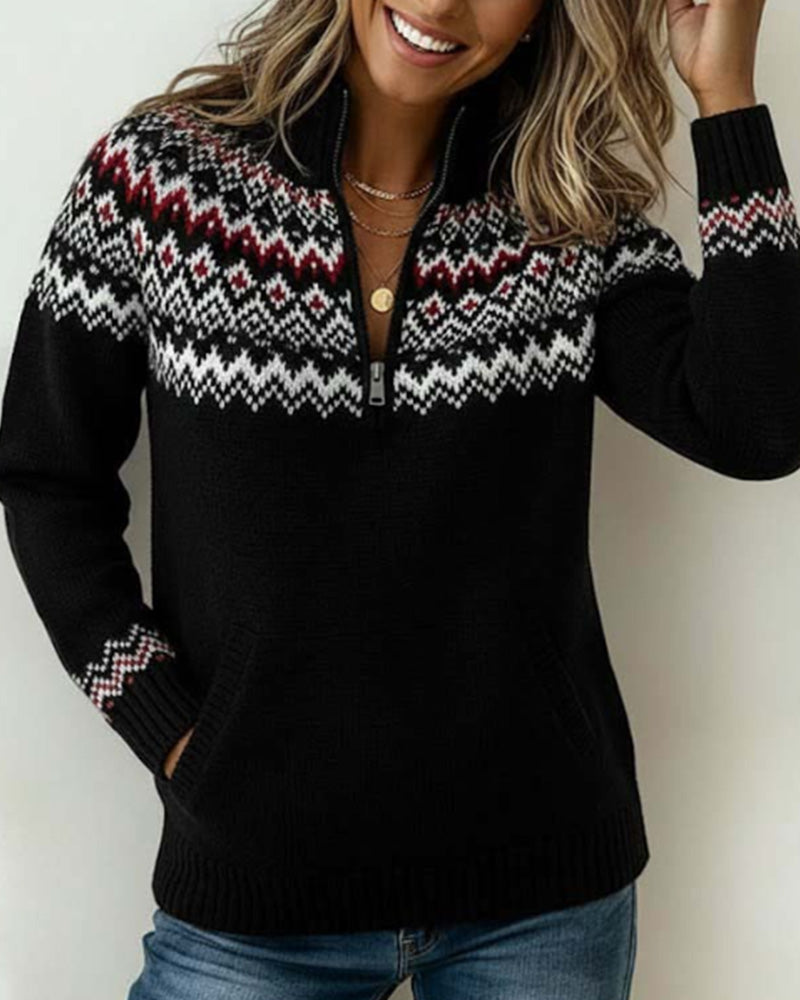Brisavelle - Vintage Trui met Ritskraag