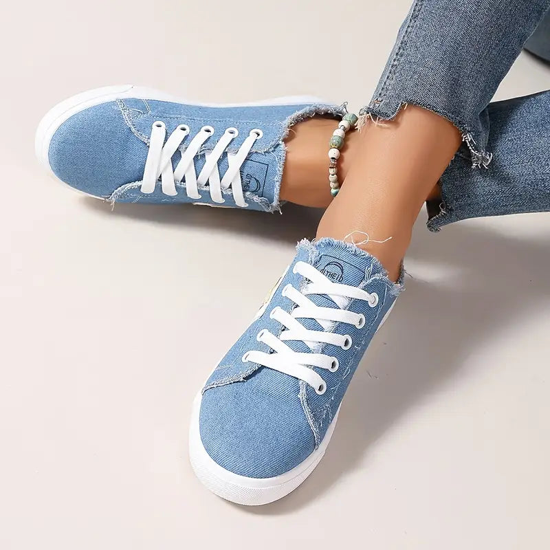 Cyrelia - Trendy en comfortabele platte veterschoenen van canvas die overal bij passen