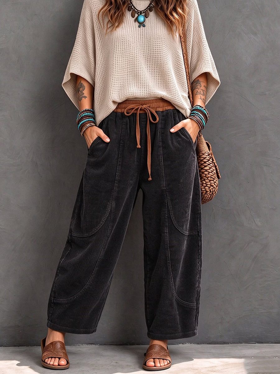 Sientje - Harem broek voor dames van ribfluweel met elastische taille