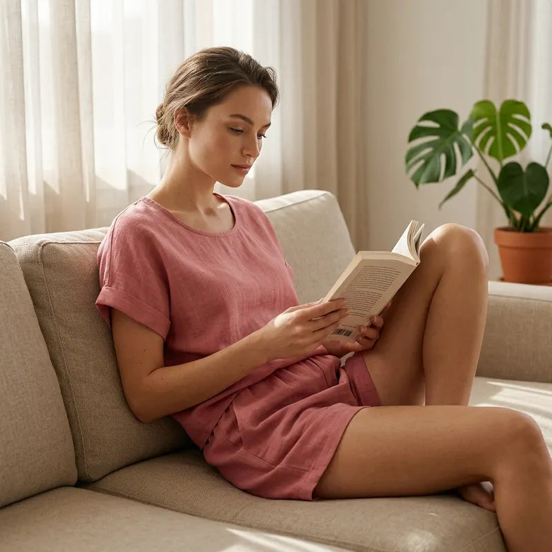 Linnea - Licht damesensemble met t-shirt en shorts