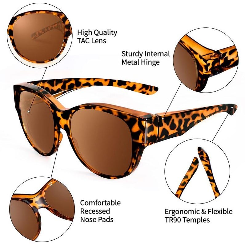 Dovrya - Zonnebril voor dames met cat eye gepolariseerd UV400, chique stijl