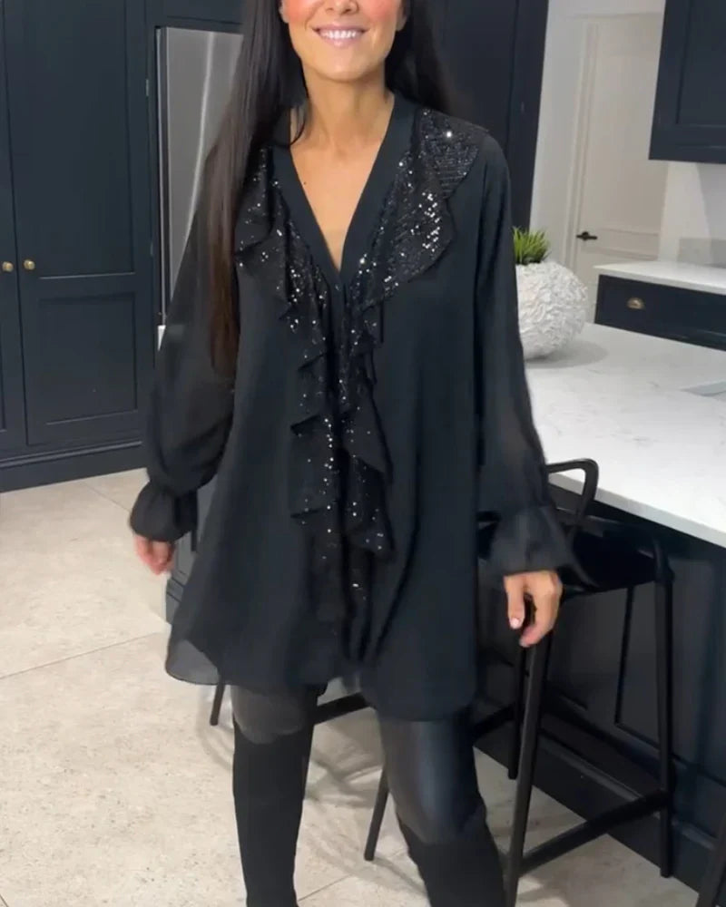 Tharalyn - Elegante Blouse met Vloeiende Volants