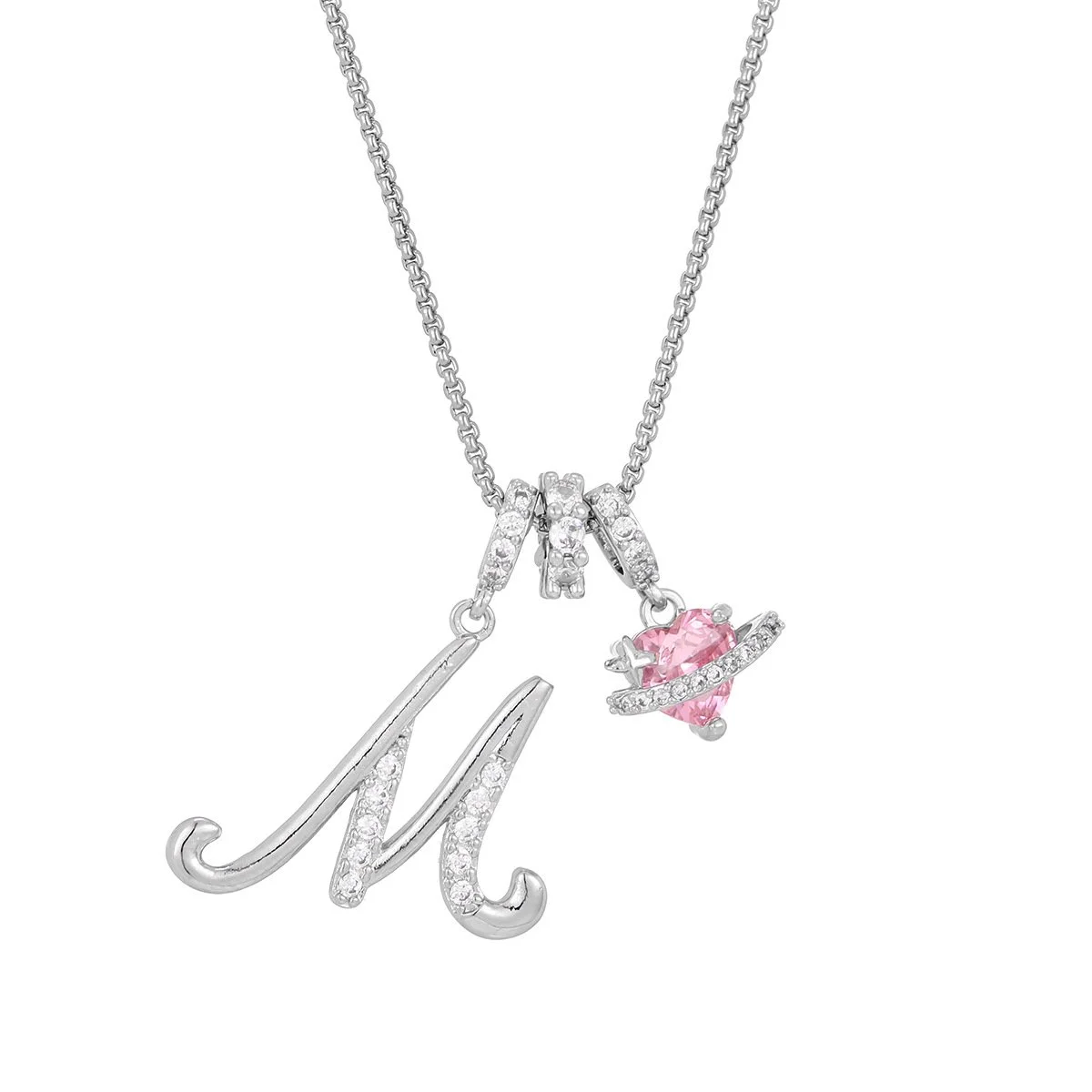 Carmelle - Initialen Ketting Met Roze Hartje