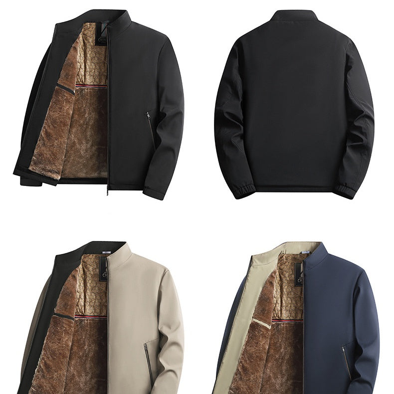 Jacob - Heren warme zip-up jas met beschermende hoge kraag