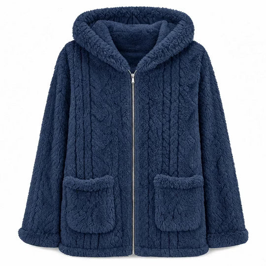 Lijsbeth - Dames fleece jack met capuchon, rits en opgestikte zakken