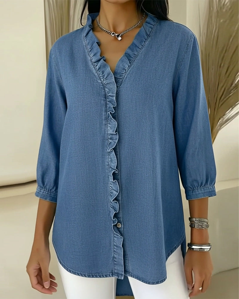 Selyra - Elegante Blouse met Vrouwelijke Volants