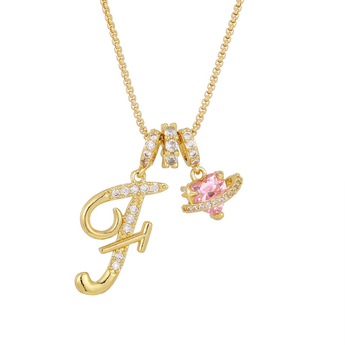 Carmelle - Initialen Ketting Met Roze Hartje