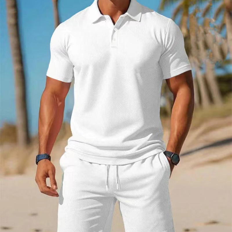 Adrien - Tweedelige zomerset heren met polo en shorts