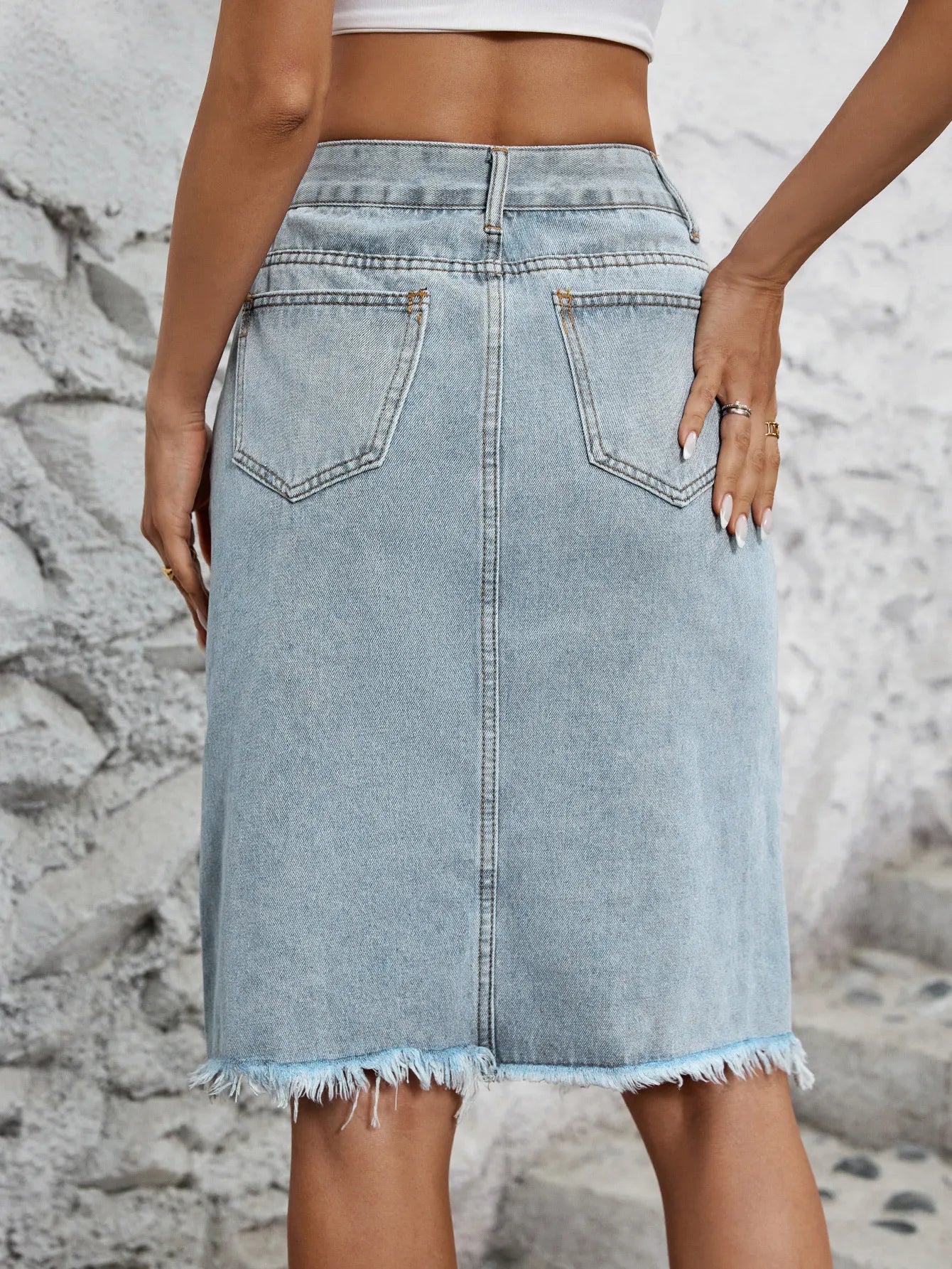 Amarys - Hoge taille jeansrok voor dames met een vooropening