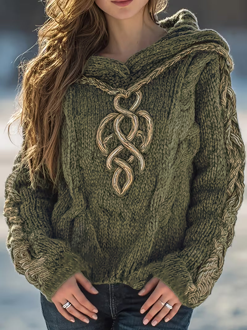 Helmira - Gebreide Hoodie met Vlechtpatroon