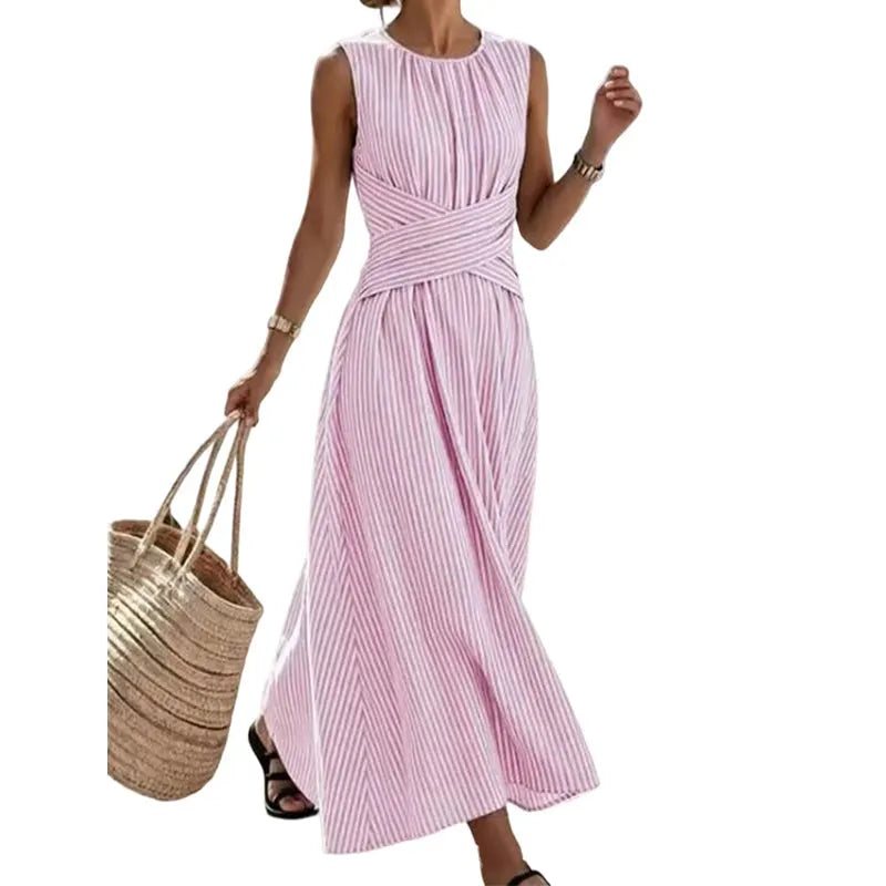 Caliane - Maxi jurk voor dames zonder mouwen met kruis taille