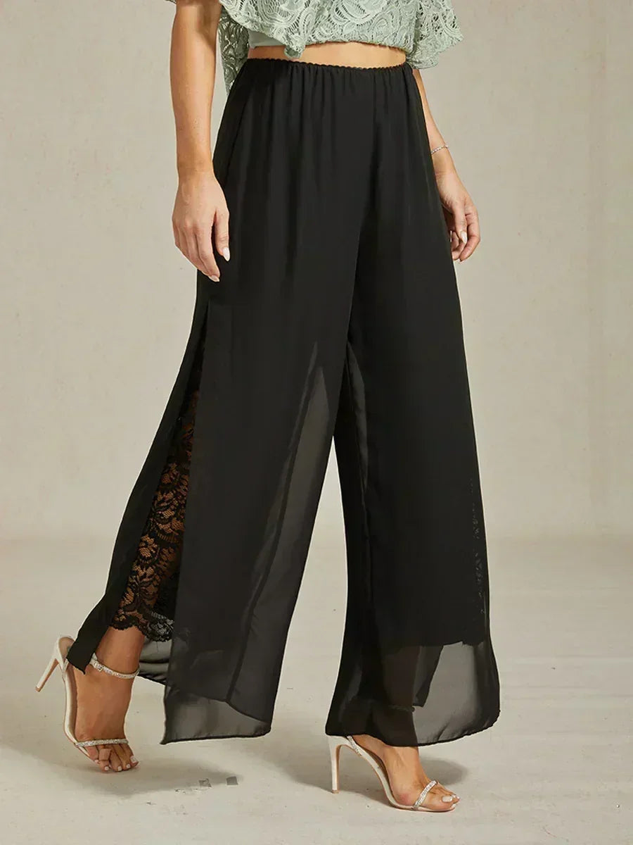 Marilivra - Rechte Broek met Chiffon Split