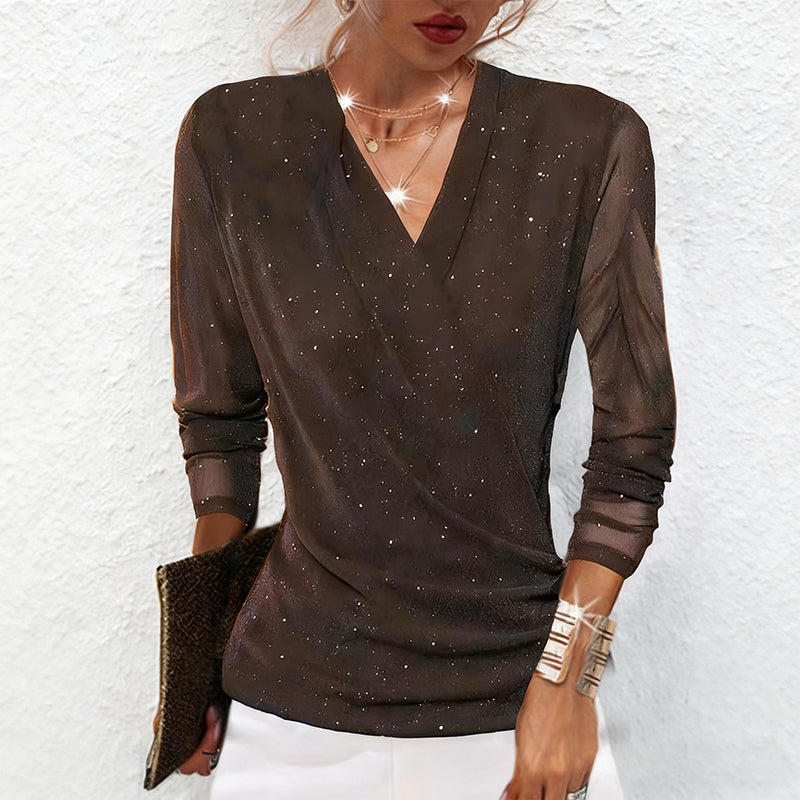 Oralindra - Elegante Cross Blouse met Lange Mouwen