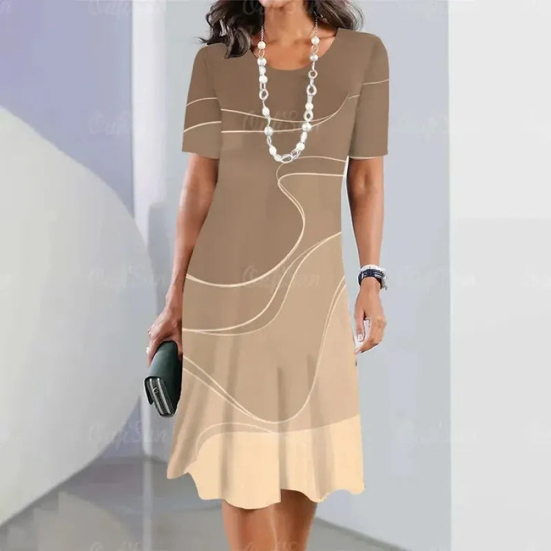 Serine - Vrouwen trapeze jurk met contrasterende print