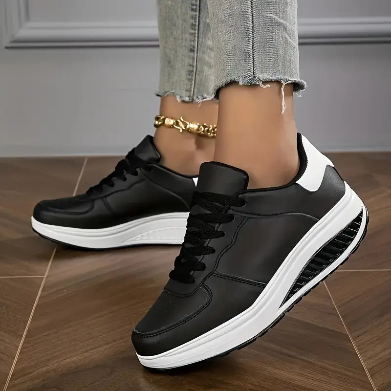Brelina - Dames sneakers met plateauzool en veters van synthetisch leer voor dagelijks comfort