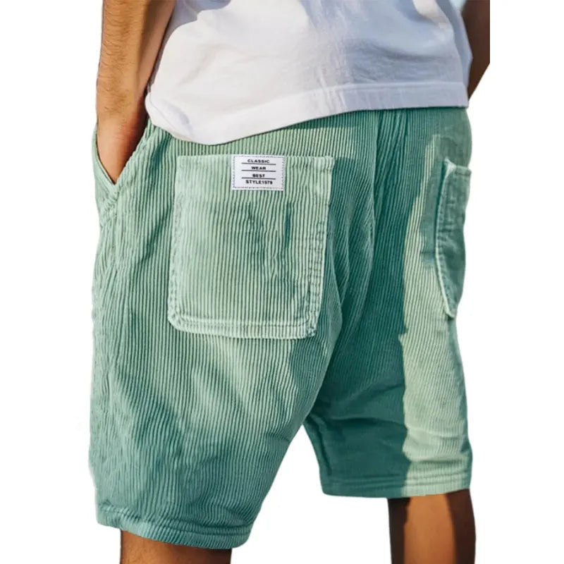 Gideon - Korte mannelijke corduroy shorts met elastische taille casual