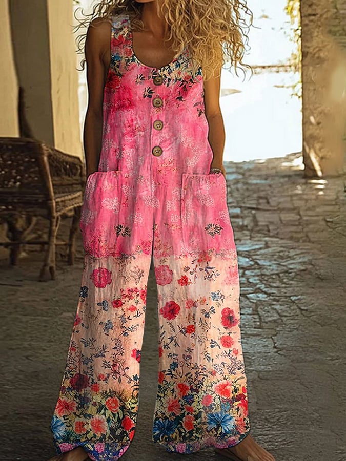 Lunelle - Vintage jumpsuit met bloemenpatroon voor dames