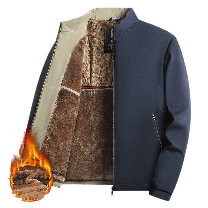 Jacob - Heren warme zip-up jas met beschermende hoge kraag