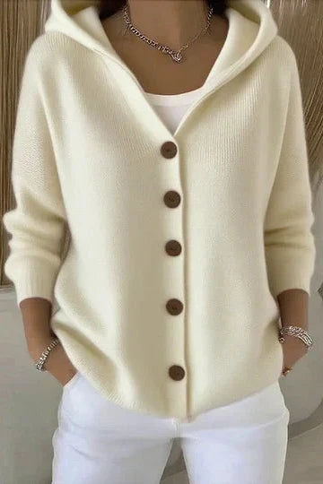 Laraine - Dames hoodie cardigan met knopen en ruime pasvorm