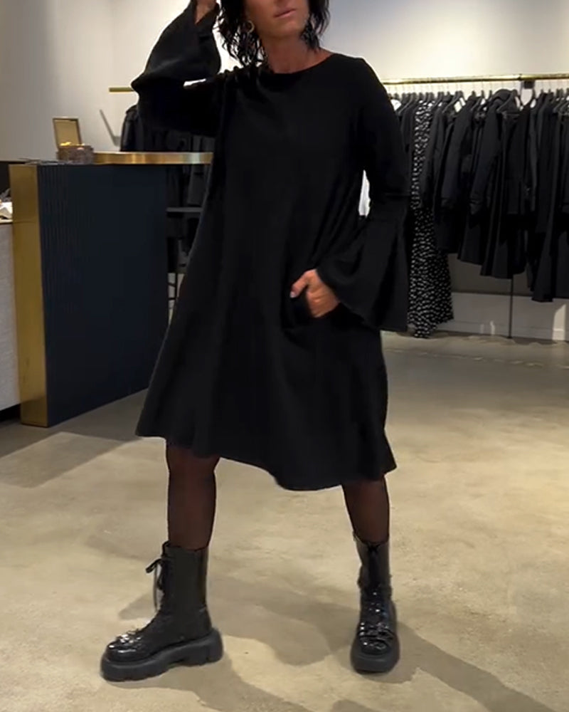 Jovalinne - Casual Jurk met Uitlopende Mouwen