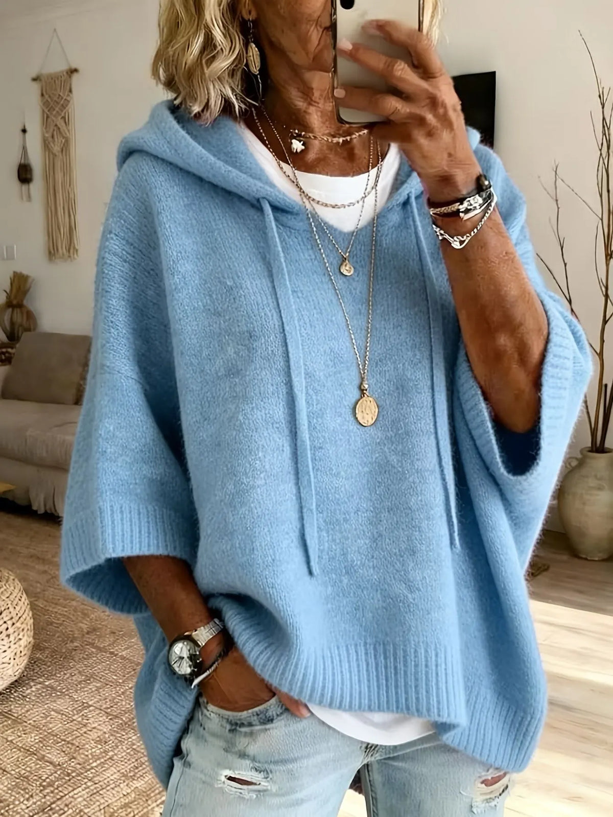 Vérène - Dames oversized hoodie van zachte brei