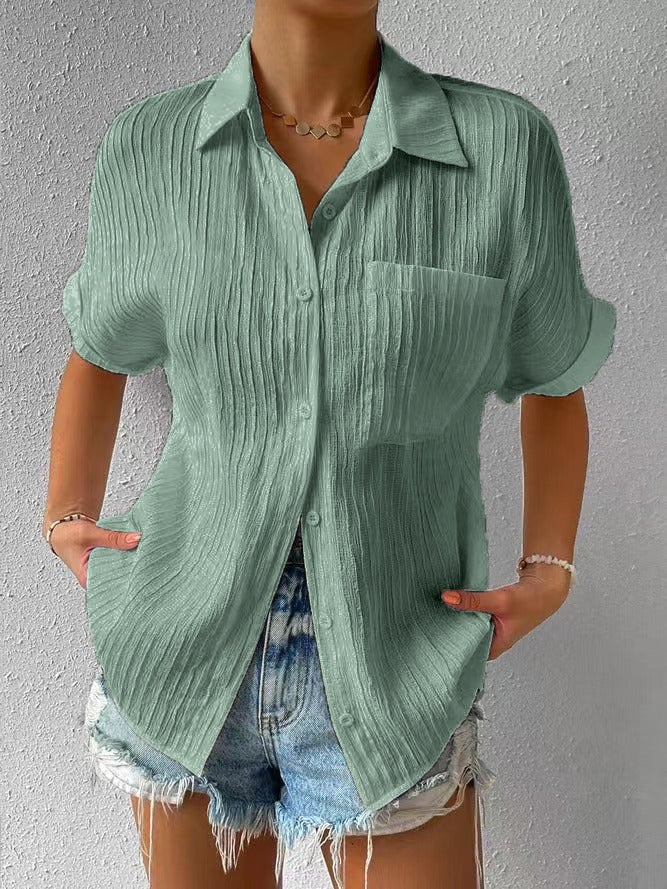 Plyora - Dames Blouse Ruim Met Knopen Klassieke Kraag Casual Stijl